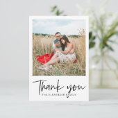 Moderne Stippen Blauwgroen en Wit Dank U Script Fo Bedankkaart (Staand voorkant)