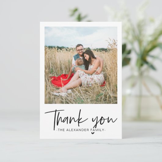 Moderne Stippen Blauwgroen en Wit Dank U Script Fo Bedankkaart (Staand voorkant)