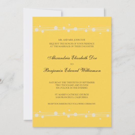 Moderne Stippen en rietbruiloft (geel) Kaart (Voorkant)