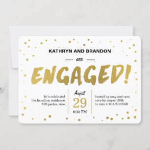 Moderne Stippen Engagement Party of Shower Invitat Kaart