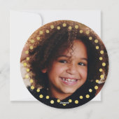 Moderne Stippen Frame Ornament Goud Navy 2 Foto Feestdagenkaart (Achterkant)