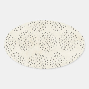 Moderne Stippen, ivoren en zwarte kleine puntjes a Ovale Sticker