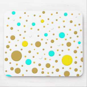 Moderne Stippen Turquoise Geel Wit Goud Fun Design Muismat