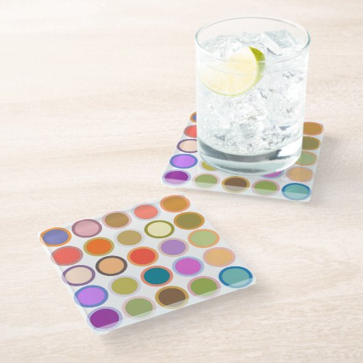 Moderne Stippen uit de middeleeuwen, multi-kleuren Glazen Onderzetter (Schuin)