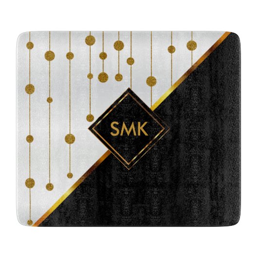 Moderne Stippen voor zwart, wit en goud Snijplank (Voorkant)