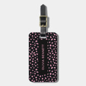 Moderne Stippen Zwart Roze Bagagelabel (Voorkant verticaal)