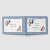 Moderne Stof Blauw Misty Rose Trouw Gastenboek (Volledig)