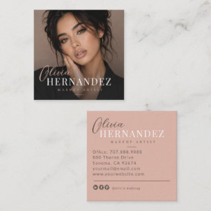 Moderne Stof Blush Foto Make-up Artiest Vierkante Visitekaartje