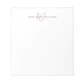 Moderne Stof Lilac Script Monogram Notitieblok (Voorkant)