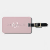 Moderne Stof Lilac Witte Script Monogram Bagagelabel (Voorkant horizontaal)