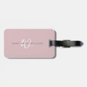 Moderne Stof Lilac Witte Script Monogram Bagagelabel (Achterkant horizontaal)