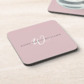 Moderne Stof Lilac Witte Script Monogram Bier Onderzetter (Linkerzijde)