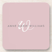 Moderne Stof Lilac Witte Script Monogram Bier Onderzetter (Voorkant)