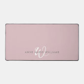 Moderne Stof Lilac Witte Script Monogram Bureaumat (Voorkant)