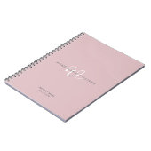 Moderne Stof Lilac Witte Script Monogram Notitieboek (Linkerzijde)