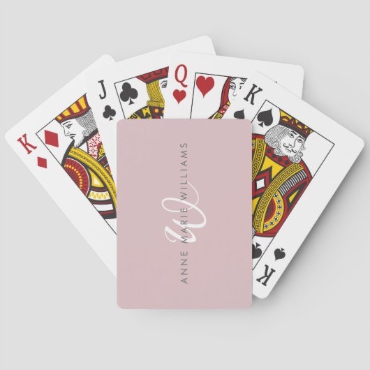 Moderne Stof Lilac Witte Script Monogram Pokerkaarten (Achterkant)