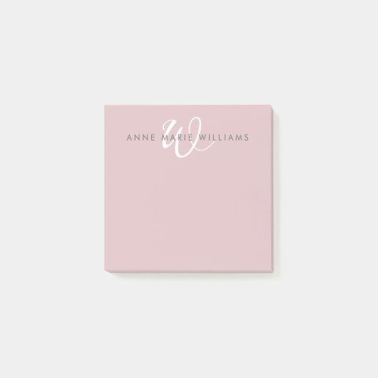 Moderne Stof Lilac Witte Script Monogram Post-it® Notes (Voorkant)