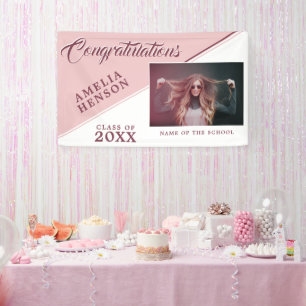 Moderne Stof Roze Afstudeerfoto Afstudeerfeest  Spandoek