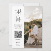 Moderne Stof Roze Boho Trouwfoto QR Code RSVP Kaart (Achterkant)