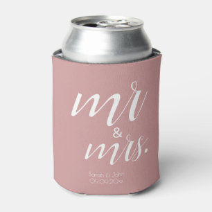 Moderne Stof Roze Krachtige Mr & Mrs Huwelijksguns Blikjeskoeler