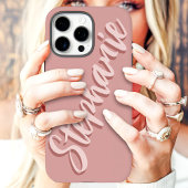 Moderne Stof Roze Minimaal Script Naam Case-Mate iPhone Case