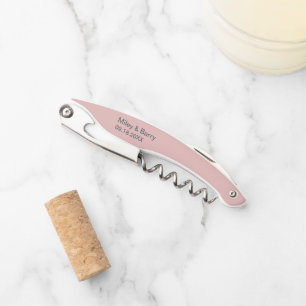 Moderne Stof Roze Minimalistische Trouwdag Kurkentrekker