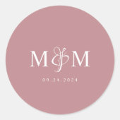 Moderne Stof Roze Monogram Trouw Envelope Zegel (Voorkant)