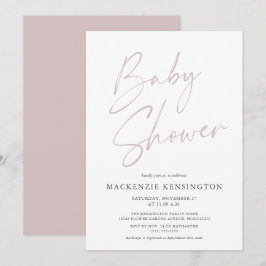 Moderne Stof Roze Roos Baby Meisje Shower Kaart