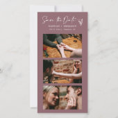 Moderne Stofachtig Paarse Boho Fotohokje Streep QR Save The Date (Voorkant)