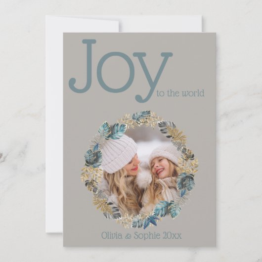 Moderne Stofblauwe Gouden Blad Foto Frame (Voorkant)