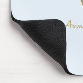 Moderne Stofblauwe Gouden Script Monogram Muismat (Hoek)