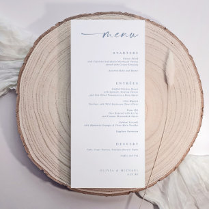 Moderne Stofblauwe Minimalistische Handgeschreven Menu