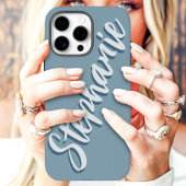 Moderne Stofblauwe Minimalistische Script Naam Case-Mate iPhone Case