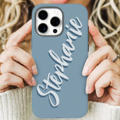 Moderne Stofblauwe Minimalistische Script Naam Case-Mate iPhone Case
