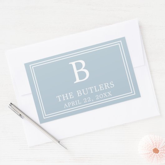 Moderne Stofblauwe Rechthoekige Sticker (Envelop)