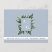 Moderne Stofblauwe Trouw Save The Date Aankondigingskaart (Voorkant)