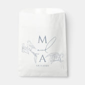 Moderne  Stoffig Blauw Monogram Bruiloft Bedankzakje (Voorkant)