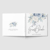Moderne stoffige blauwe bloemen bruiloft gastenboek (Volledig)