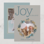 Moderne stoffige blauwe gouden blad foto frame (Voorkant / Achterkant)