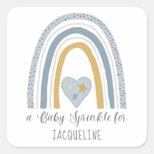 Moderne Stoffige Blauwe Regenboog Baby Jongen Spri Vierkante Sticker