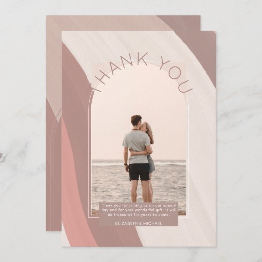 Moderne stoffige gestreepte FOTO DANKJEWEL Kaart (Voorkant / Achterkant)