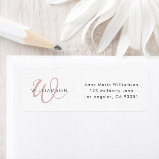 Moderne stoffige lila script monogram etiket (Insitu)