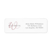 Moderne stoffige lila script monogram etiket (Voorkant)