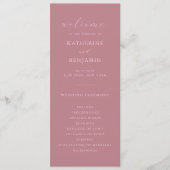 Moderne stoffige Roos minimalistische bruiloft Programma (Voorkant)