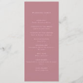 Moderne stoffige Roos minimalistische bruiloft Programma (Achterkant)