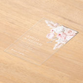 Moderne stoffige rozen bloemenbruiloft acryl uitnodigingen (Laagn)