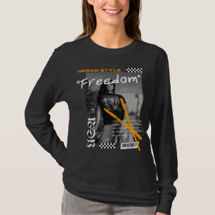 Moderne straat draag USA Freedom zwart-wit T-shirt
