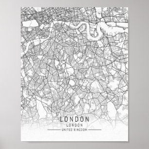 Moderne straatkaart van Londen, Engeland Poster
