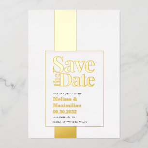 Moderne, strakke, zwart-witte Save Date-folie-uitn Folie Uitnodiging