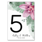 Moderne Strand Bloemen Tropische Bruiloft Kaart (Voorkant)